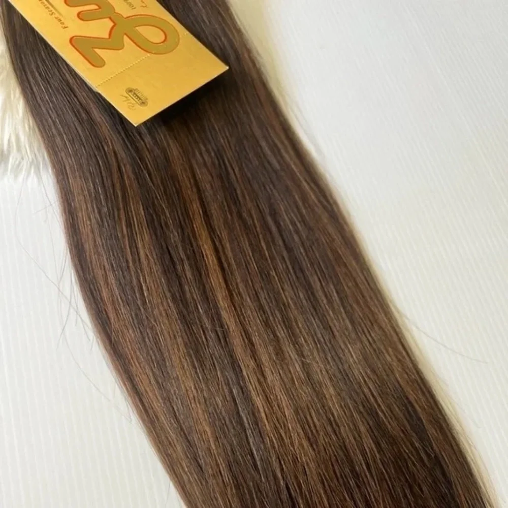 Ultra Silky Black with Copper highlights Hair Extensions in 18 Inch FF 1B/30